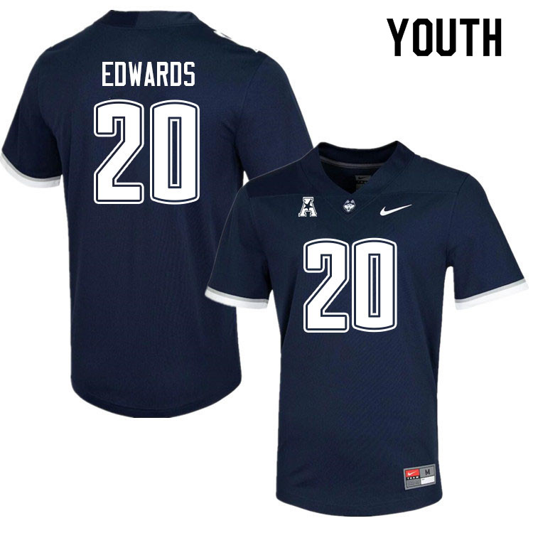 Youth #20 Camryn Edwards Uconn Huskies College Football Jerseys Sale-Navy - Click Image to Close